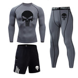 Compression sets Tracksuit Skull Mens Sport Jogging Suit