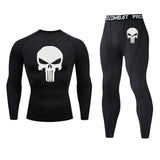 Compression sets Tracksuit Skull Mens Sport Jogging Suit