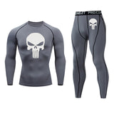 Compression sets Tracksuit Skull Mens Sport Jogging Suit