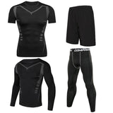 4pcs / set Men's Tracksuit Sport Suit Gym Fitness