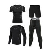 4pcs / set Men's Tracksuit Sport Suit Gym Fitness