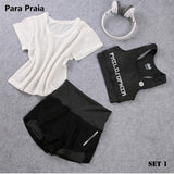 High Waist Three Piece Yoga Set Sportswear 
