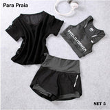High Waist Three Piece Yoga Set Sportswear 