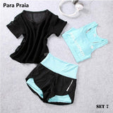 High Waist Three Piece Yoga Set Sportswear 