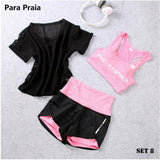 High Waist Three Piece Yoga Set Sportswear 