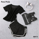 High Waist Three Piece Yoga Set Sportswear 