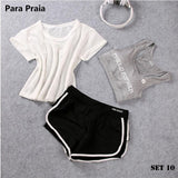 High Waist Three Piece Yoga Set Sportswear 