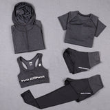 Women Yoga 5 Pieces Set Outdoor Gym Clothing