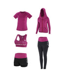Women Yoga 5 Pieces Set Outdoor Gym Clothing