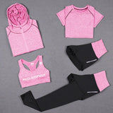 Women Yoga 5 Pieces Set Outdoor Gym Clothing