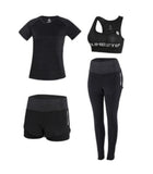 Women Yoga 5 Pieces Set Outdoor Gym Clothing