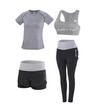 Women Yoga 5 Pieces Set Outdoor Gym Clothing
