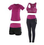 Women Yoga 5 Pieces Set Outdoor Gym Clothing